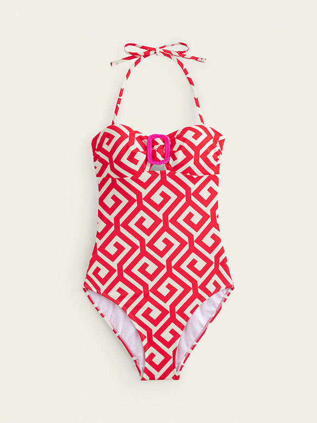 Boden Taormina Bandeau Swimsuit, Flame Scarlet/Maze