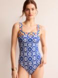 Boden Square Neck Panel Swimsuit, Surf The Web/Bloom