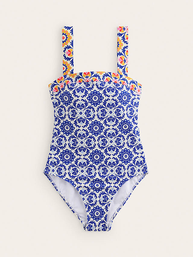 Boden Square Neck Panel Swimsuit, Surf The Web/Bloom