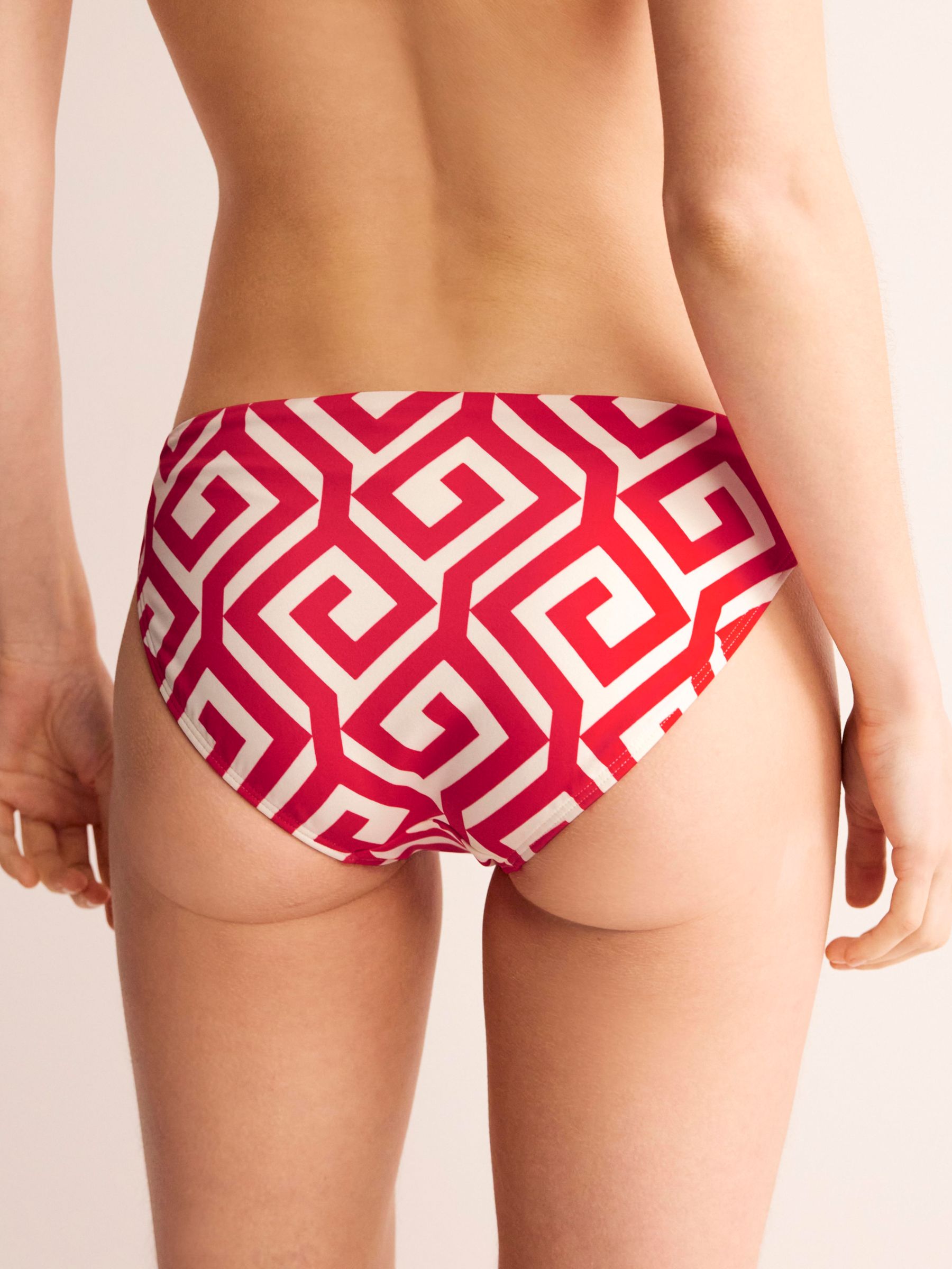 Boden Maze Print Bikini Bottoms, Flame Scarlet, 10