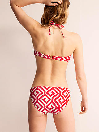 Boden Taormina Maze Print Bandeau Bikini Top, Flame Scarlet/White