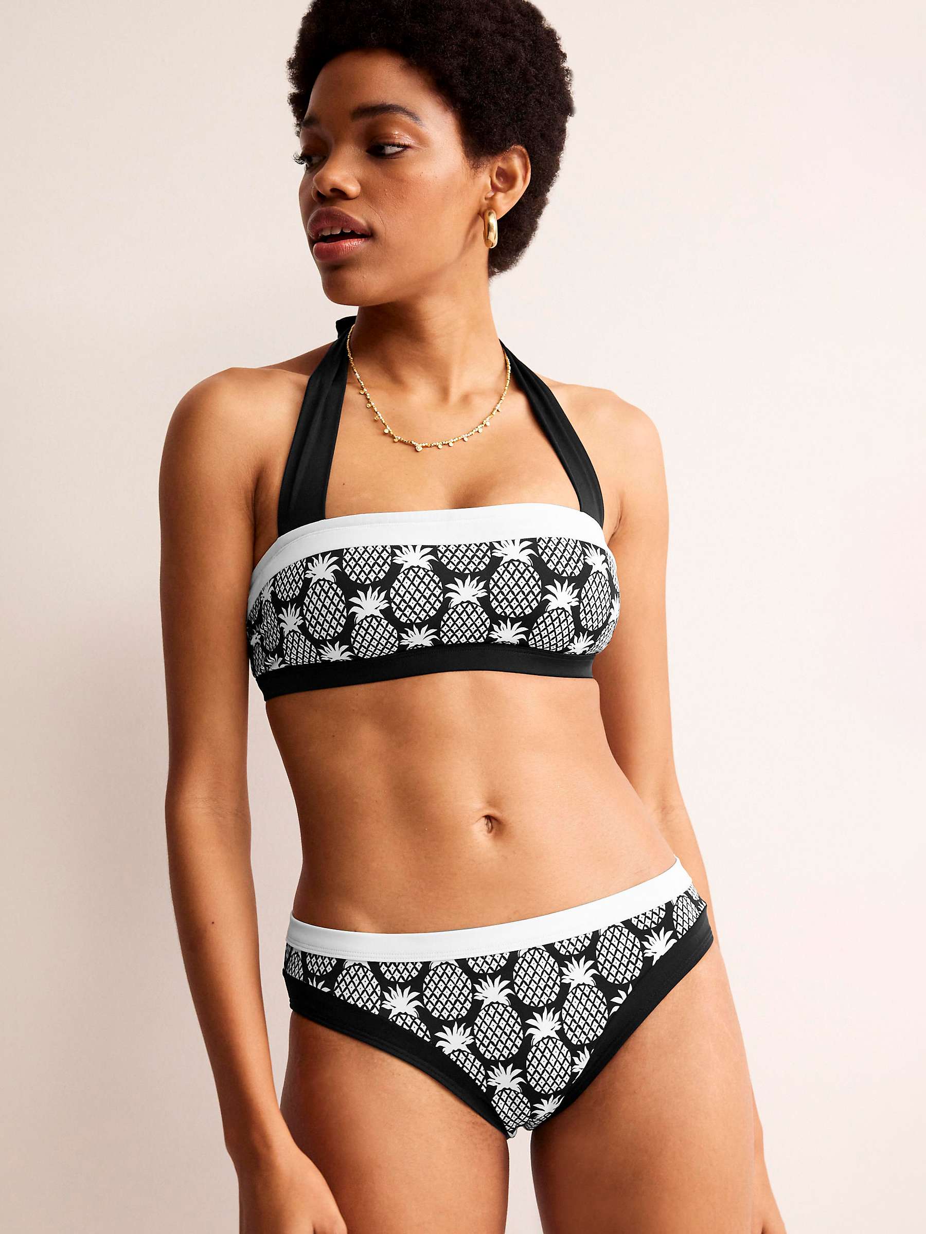 Buy Boden Santorini Bikini Bottoms, Black/Pineapple Geo Online at johnlewis.com