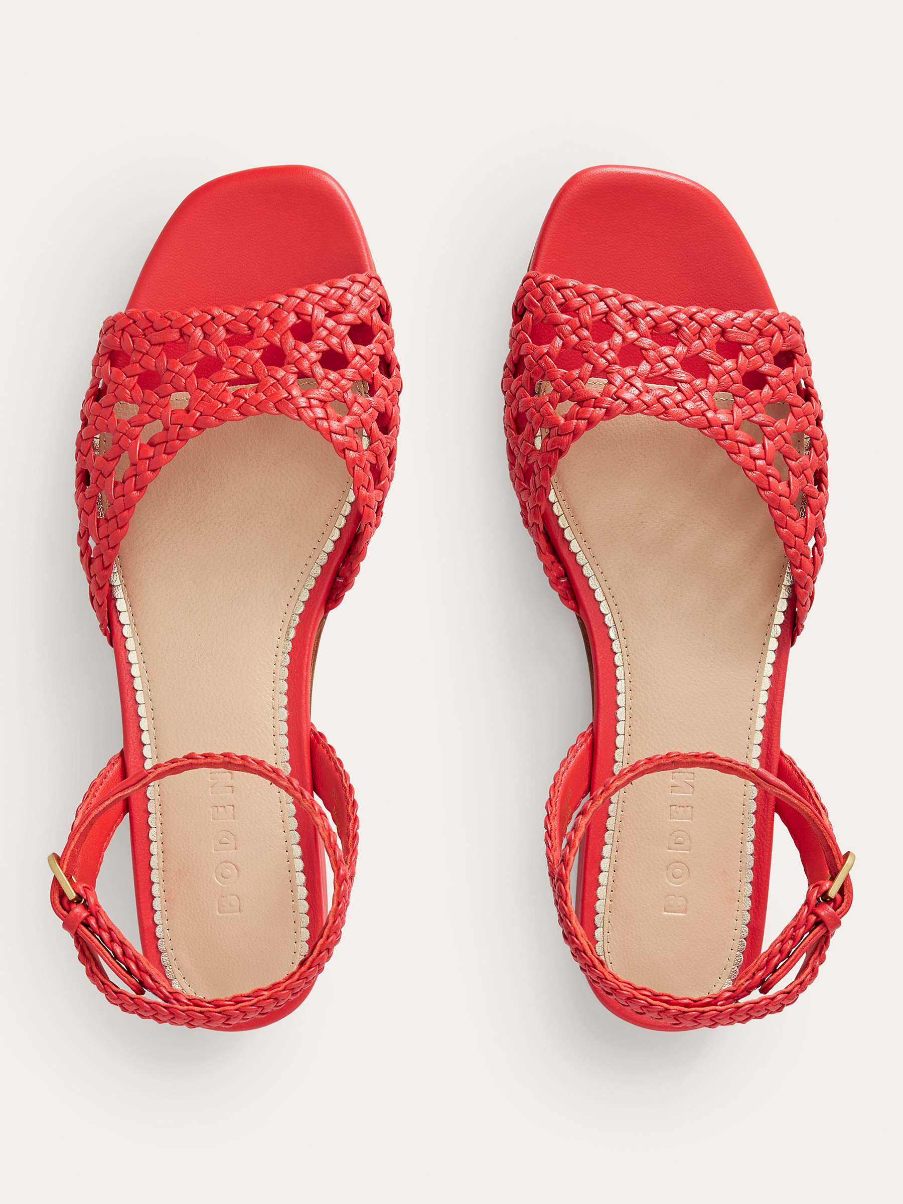 Buy Boden Woven Flat Sandals, Post Box Red Online at johnlewis.com