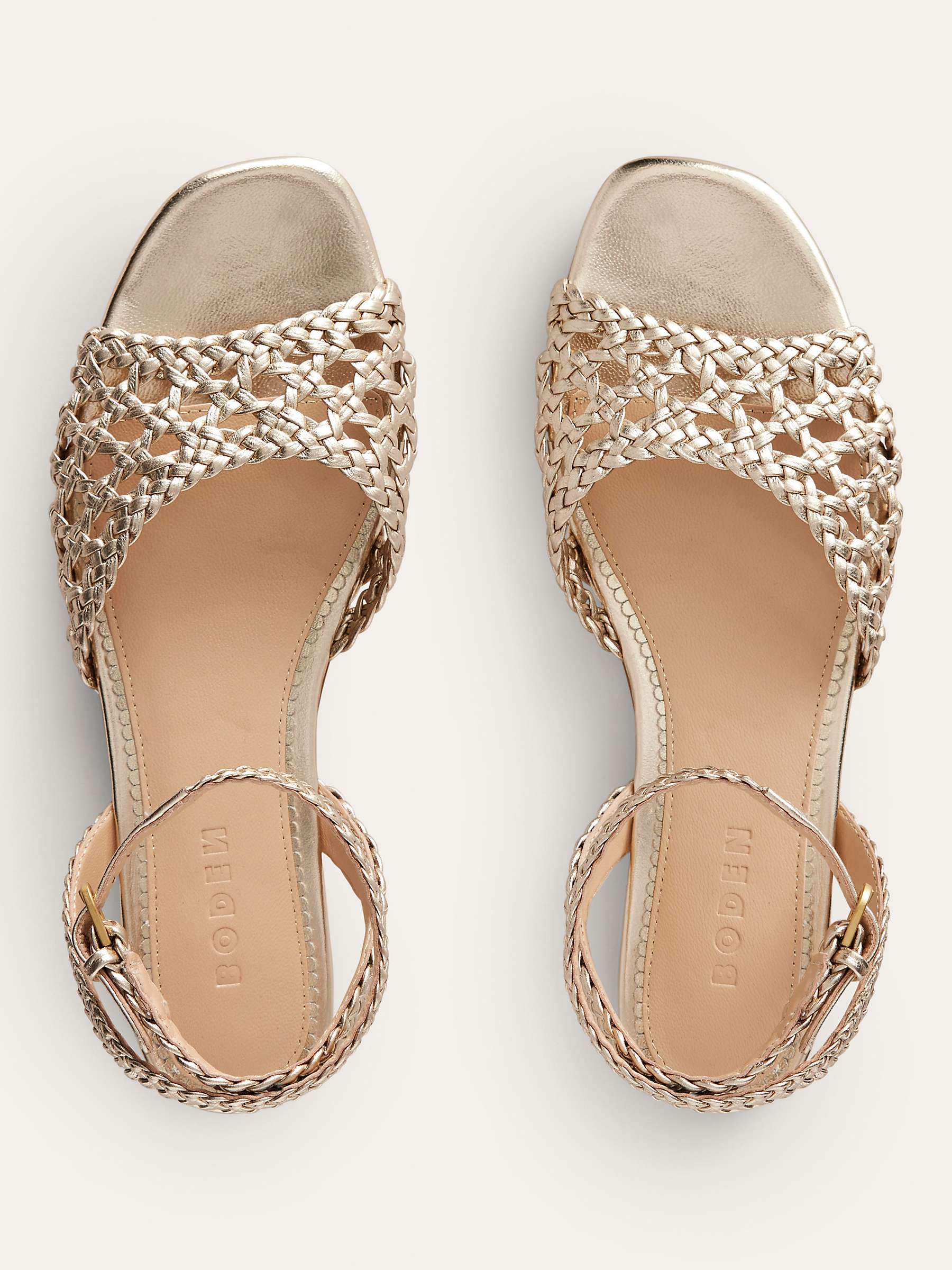 Buy Boden Woven Leather Flat Sandals, Gold Online at johnlewis.com