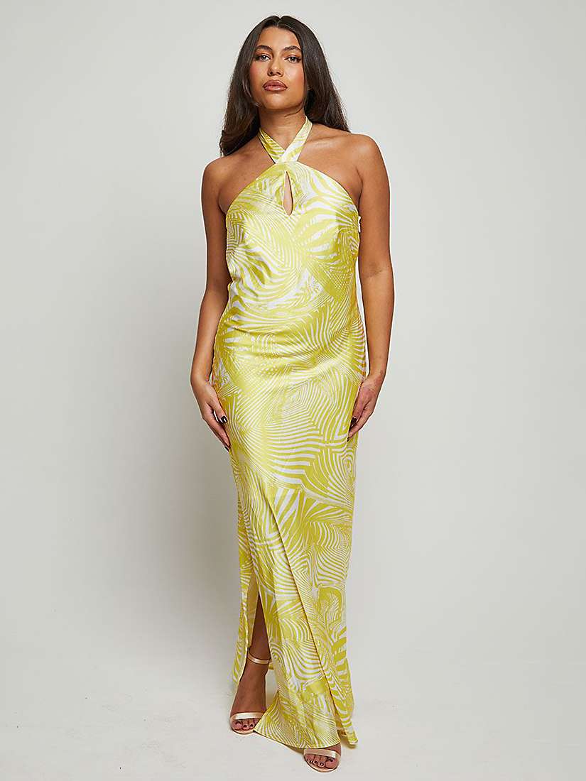 Buy Chi Chi London Halterneck Abstract Maxi Dress, Yellow Online at johnlewis.com