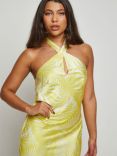 Chi Chi London Halterneck Abstract Maxi Dress, Yellow