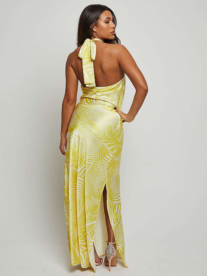 Buy Chi Chi London Halterneck Abstract Maxi Dress, Yellow Online at johnlewis.com