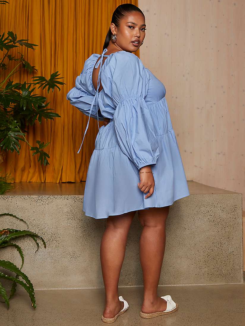 Buy Chi Chi London Plus Size Puff Sleeve Mini Dress, Blue Online at johnlewis.com