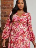 Chi Chi London Floral Print Ring Detail Mini Dress, Pink/Multi