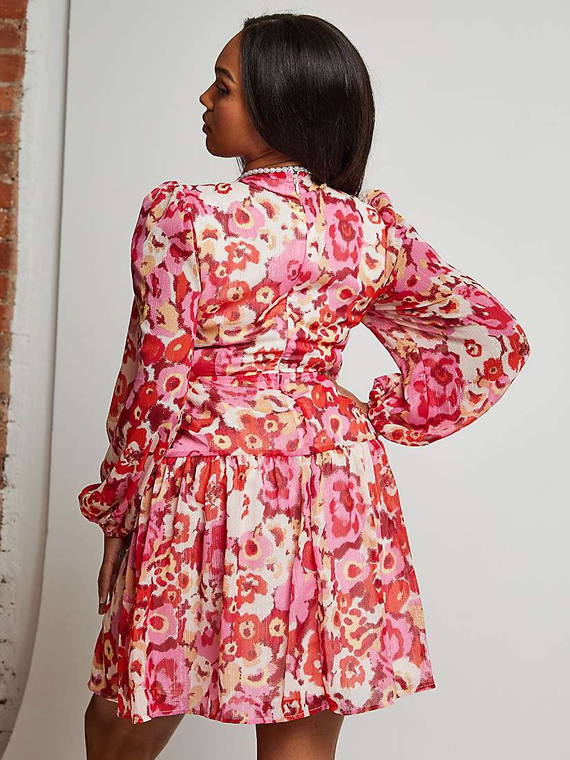 Buy Chi Chi London Floral Print Ring Detail Mini Dress, Pink/Multi Online at johnlewis.com