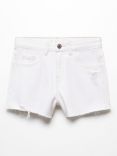 Mango Kids' Isa Frayed Denim Shorts, White