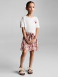 Mango Kids' Samara Paisley Tie Waist Skirt, Pink/Multi