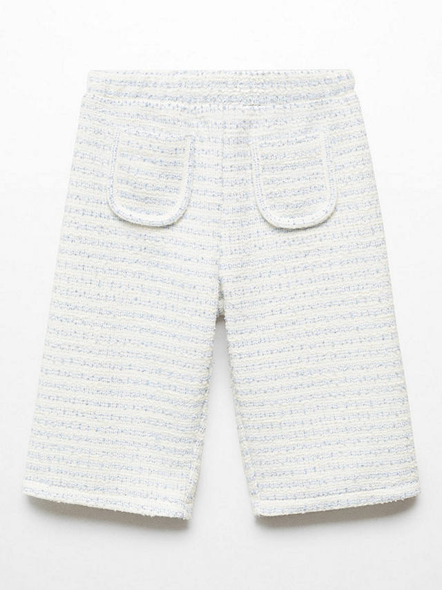 Mango Baby Diana Textured Culotte Trousers, Light Pastel Blue
