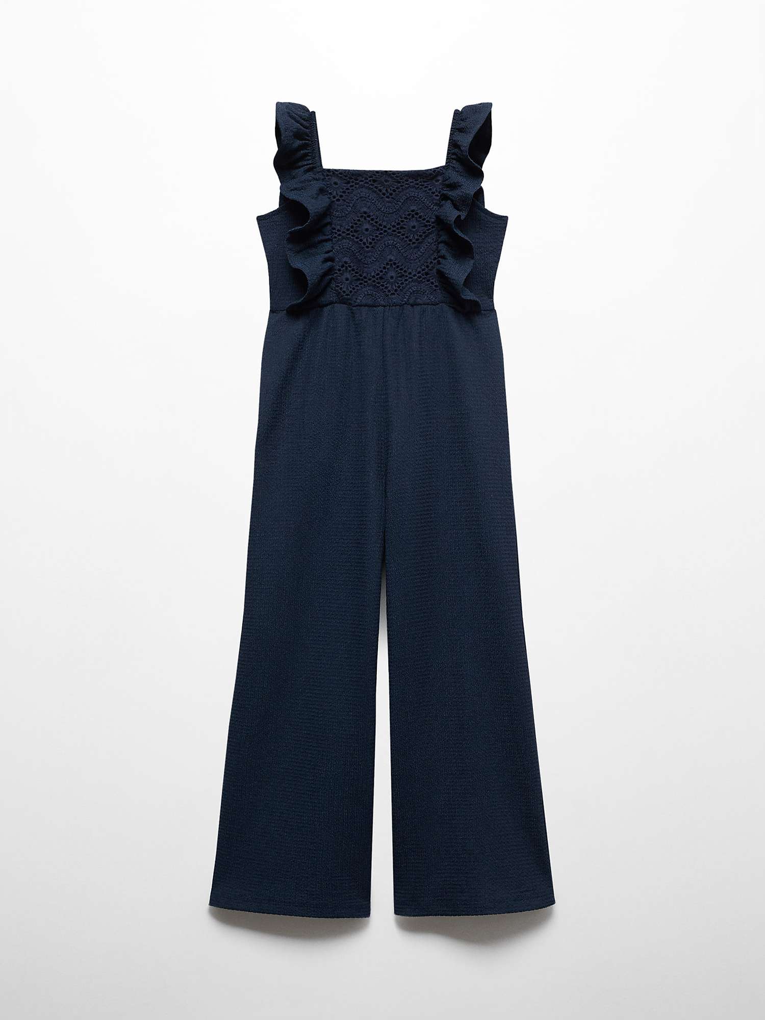 Buy Mango Kids' Crochi Embroidered Bodice Frill Jumpsuit, Navy Online at johnlewis.com
