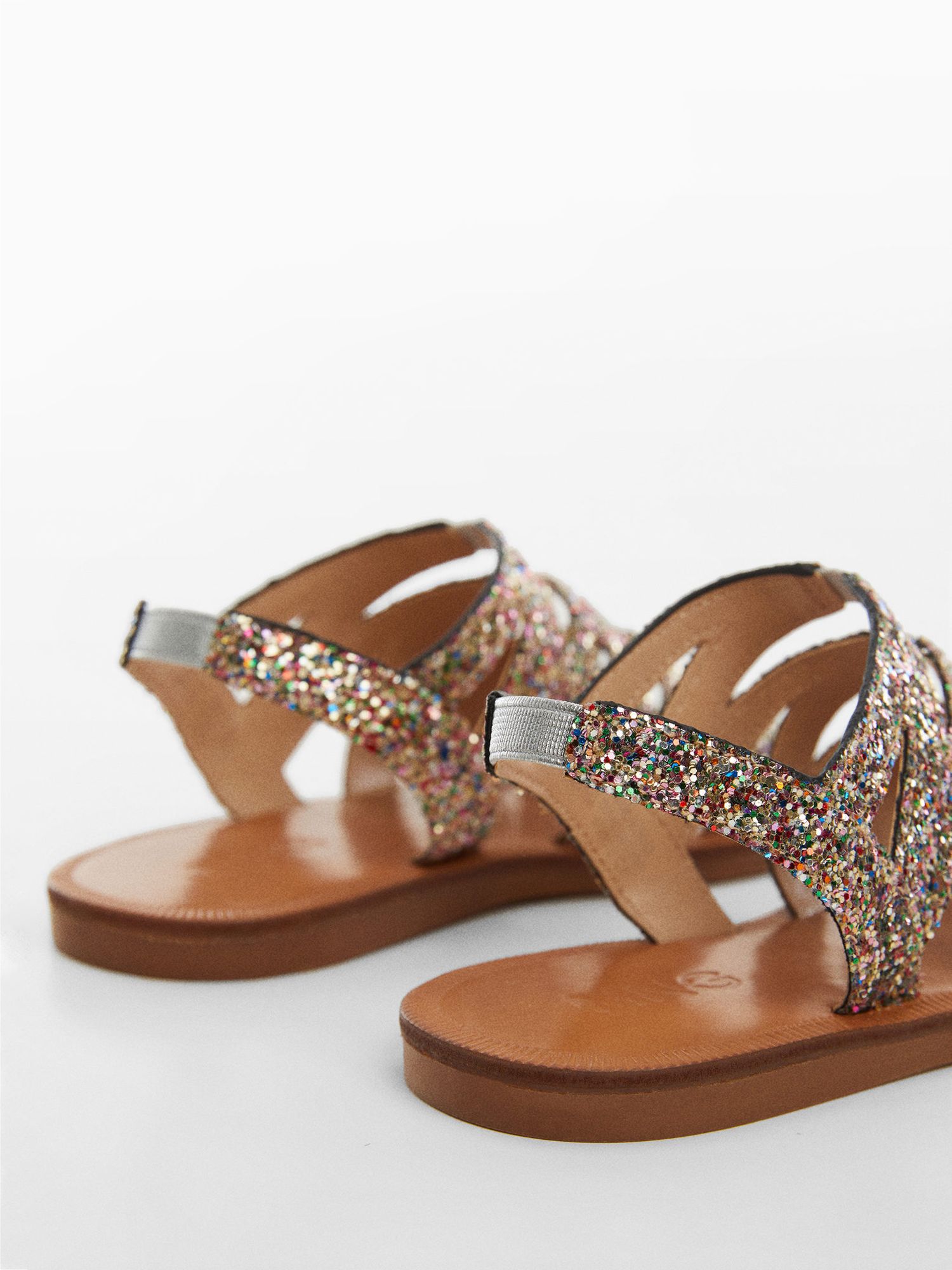 Mango Kids' Deme Glitter Strappy Sandals, Pink/Multi, 1