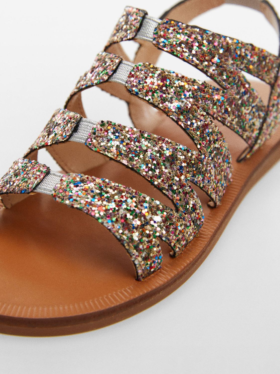 Mango Kids' Deme Glitter Strappy Sandals, Pink/Multi, 1