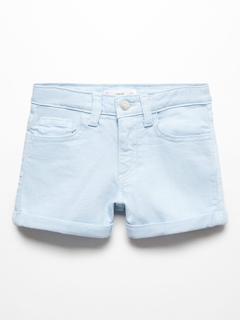 Mango Girl's Chip Denim Shorts, Light Pastel Blue, 9 years