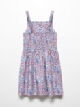 Mango Kids' Emily Paisley Print Ruched Dress, Medium Blue/Multi