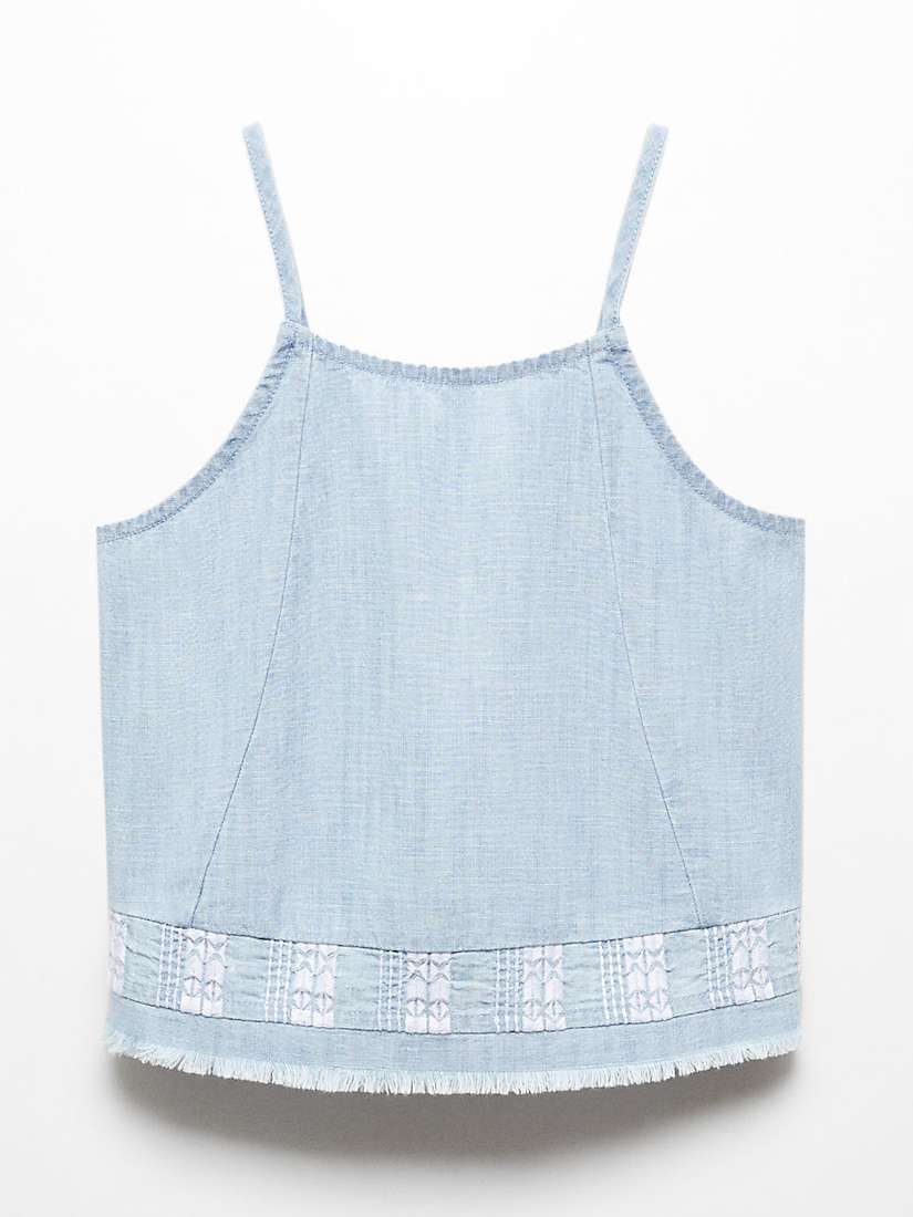 Buy Mango Kids' Bea Embroidered Fringed Vest Top, Open Blue Online at johnlewis.com