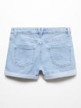 Mango Kids' Chip Denim Turn Up Shorts, Open Blue