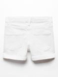 Mango Kids' Chip Denim Turn Up Shorts, White