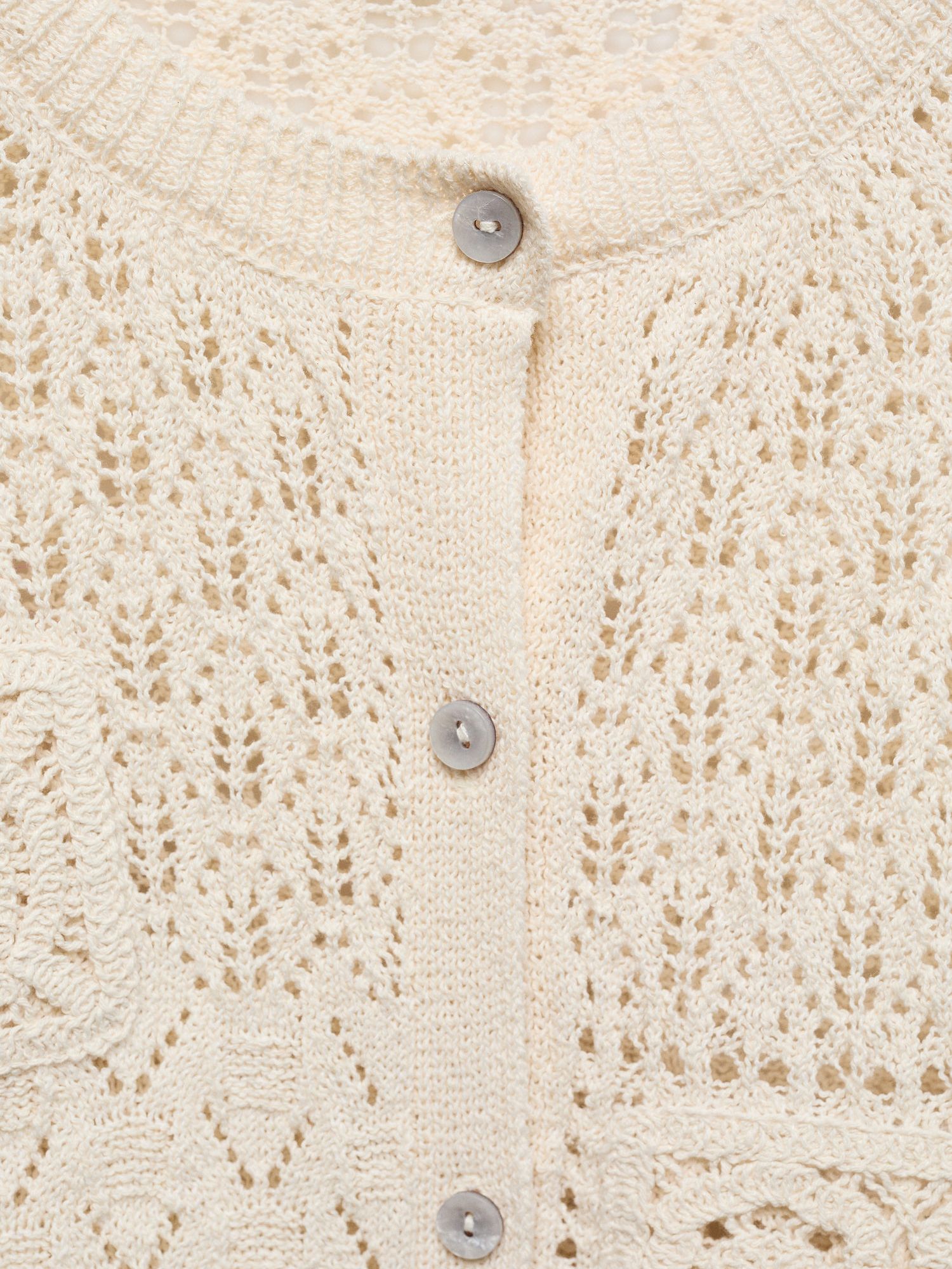 Buy Mango Cambodya Knitted Cardigan, Natural White Online at johnlewis.com