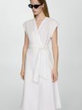 Mango Nanda Linen Wrap Dress, White