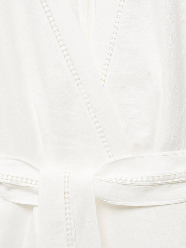 Mango Nanda Linen Wrap Dress, White