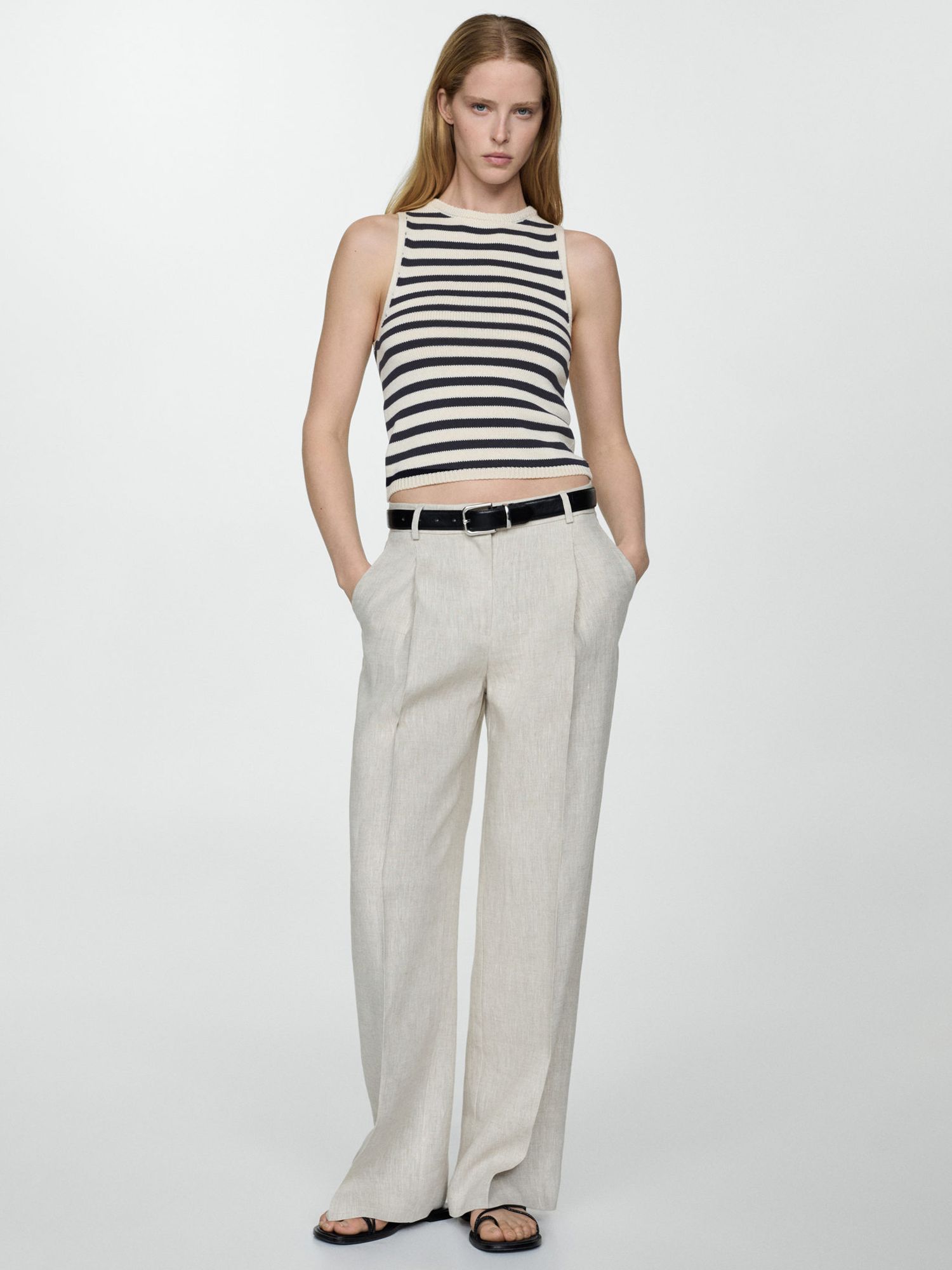 Buy Mango Eliot Round Neck Knitted Top, Navy Online at johnlewis.com