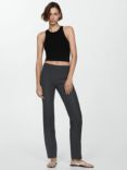 Mango Diana Ribbed Crop Top, Black