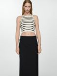 Mango Stripe Knit Crop Top, Cream/Black