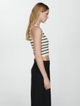 Mango Stripe Knit Crop Top, Cream/Black