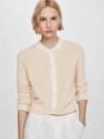 Mango Bali Contrast Edge Cardigan, Neutral/White