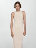 Mango Eliot Knit Midi Dress, Light Beige