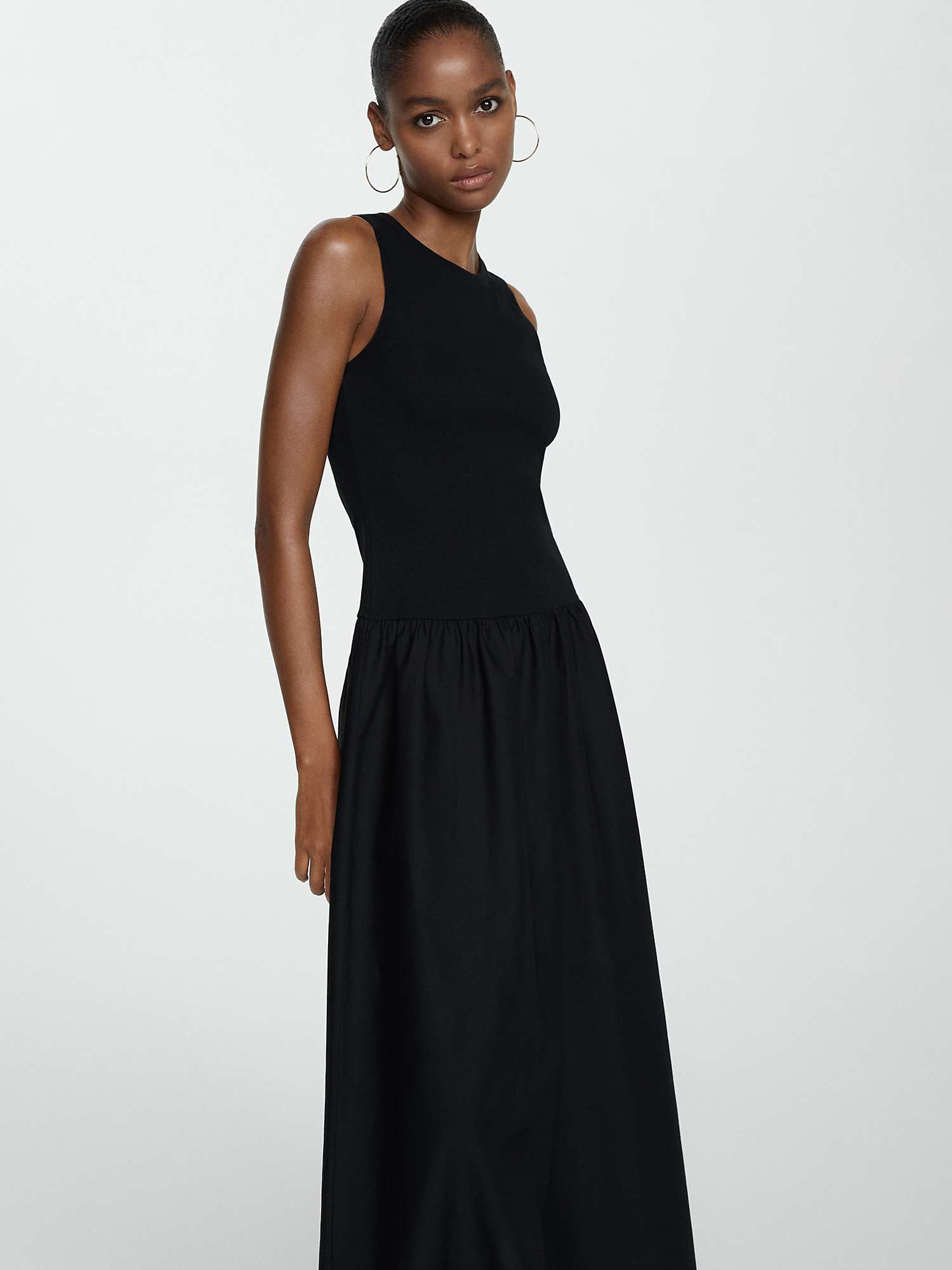 Buy Mango Valvi Ribbed Top Maxi Dress, Black Online at johnlewis.com
