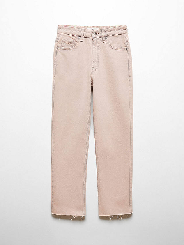 Mango Blanca Straight Cropped Jeans, Pastel Pink