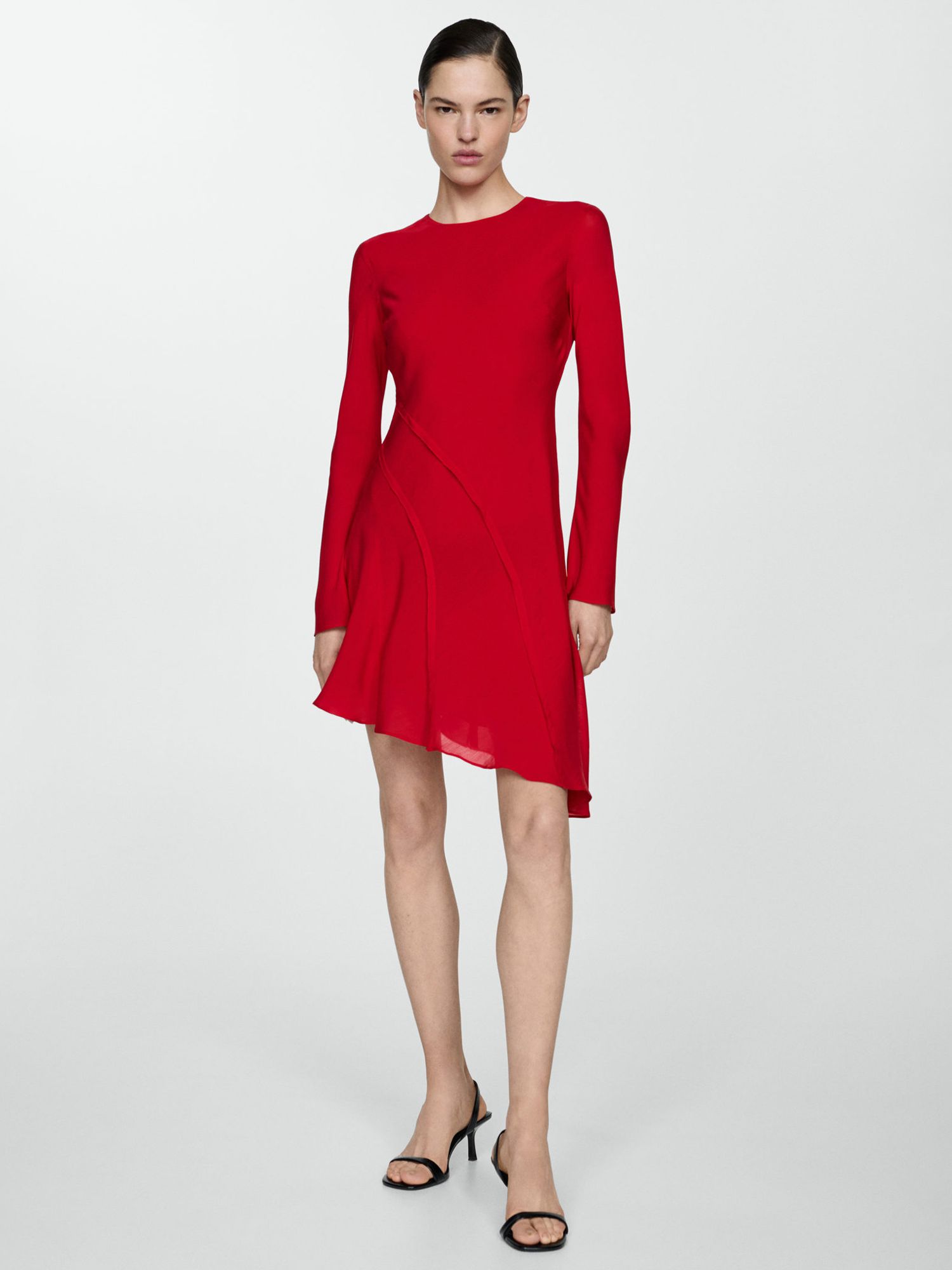 Buy Mango Volare Asymmetric Hem Mini Dress, Red Online at johnlewis.com