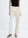 Mango Cesca Wide Leg Jeans, Cream