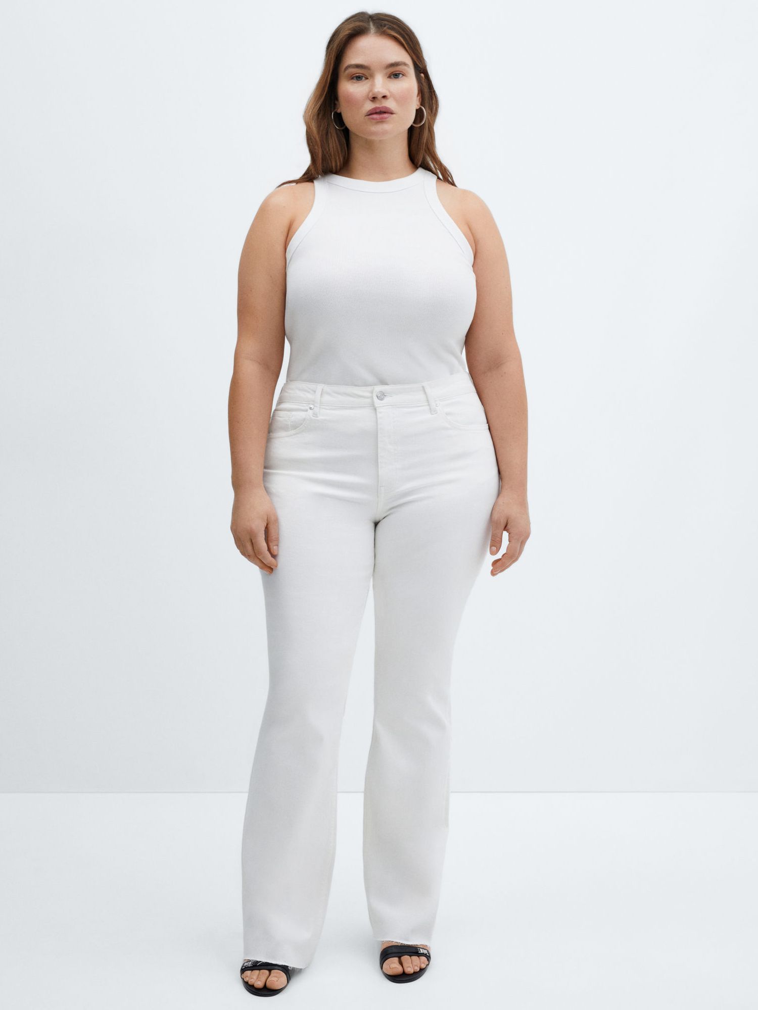 Buy Mango Fiona Flared Jeans, White Online at johnlewis.com