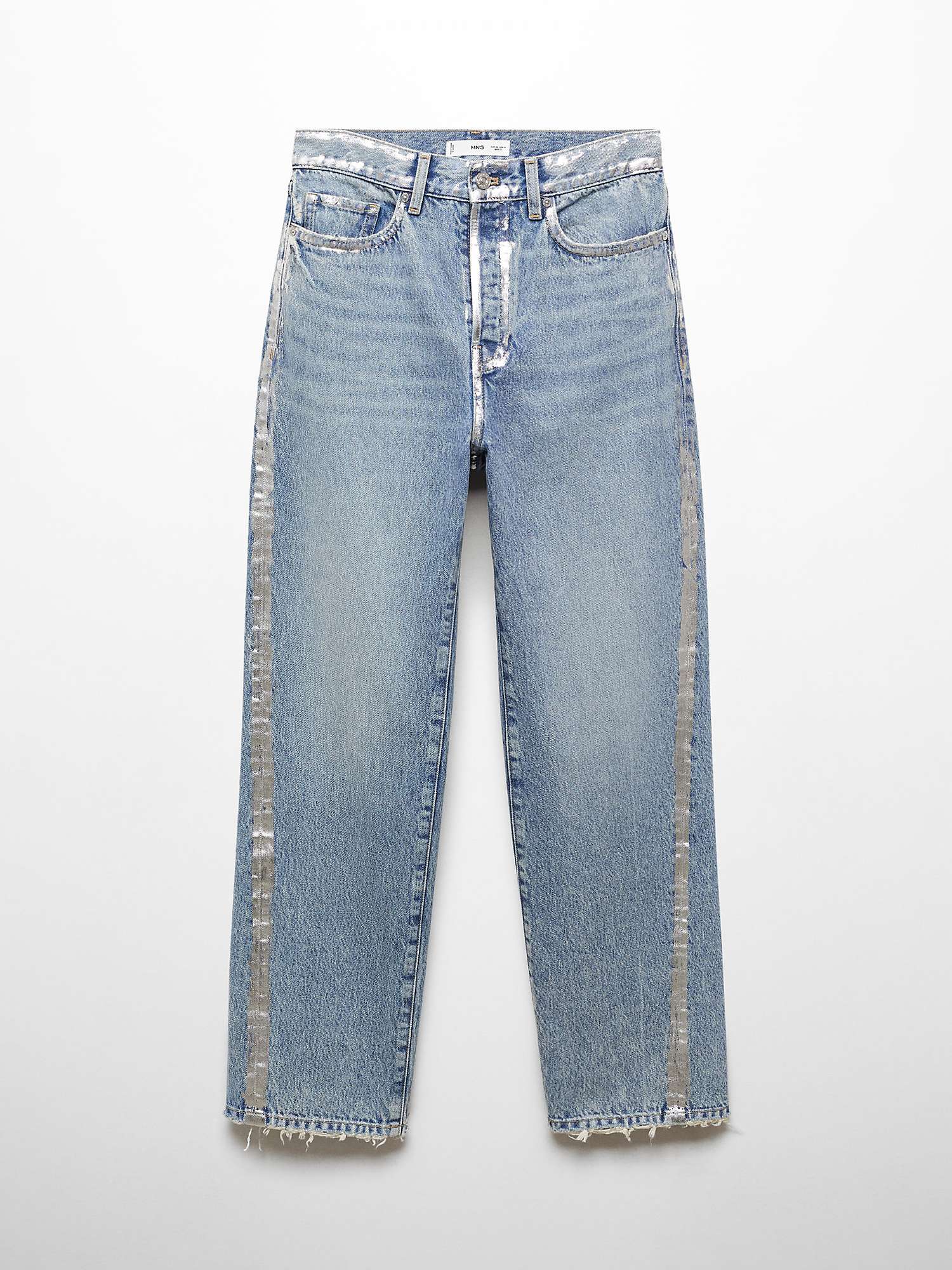 Buy Mango Nicola Foil Detail Straight Leg Jeans, Blue Online at johnlewis.com