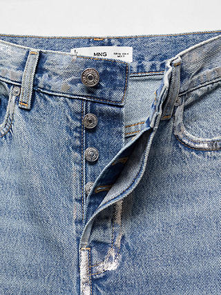 Mango Nicola Foil Detail Straight Leg Jeans, Blue