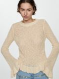 Mango Laos Textured Fluted Hem Jumper, Ecru