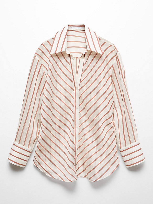 Mango Striped Long Sleeve Shirt, Natural White
