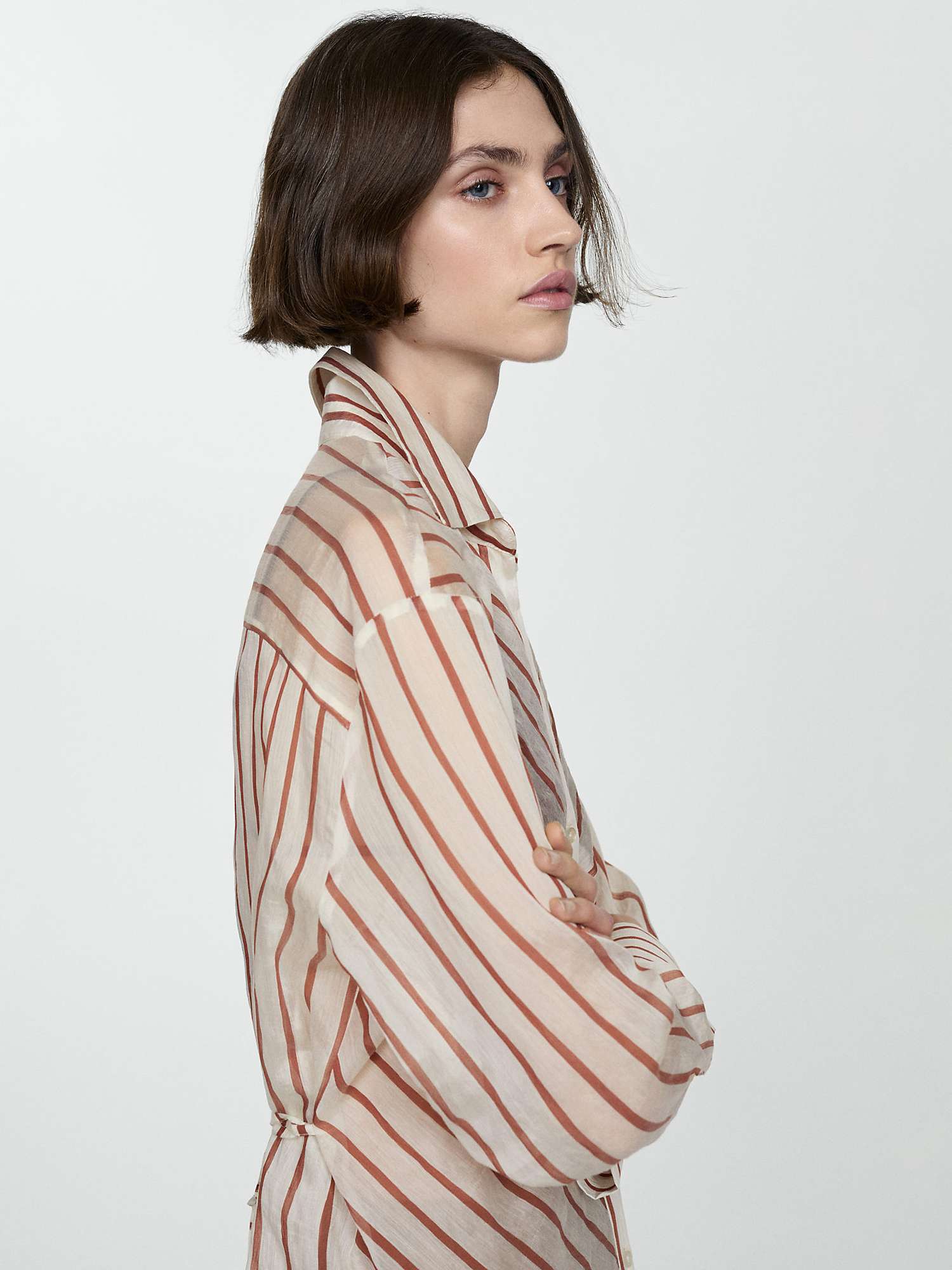 Buy Mango Striped Long Sleeve Shirt, Natural White Online at johnlewis.com