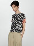 Mango Cosim Short Sleeve Blouse, Black/Multi