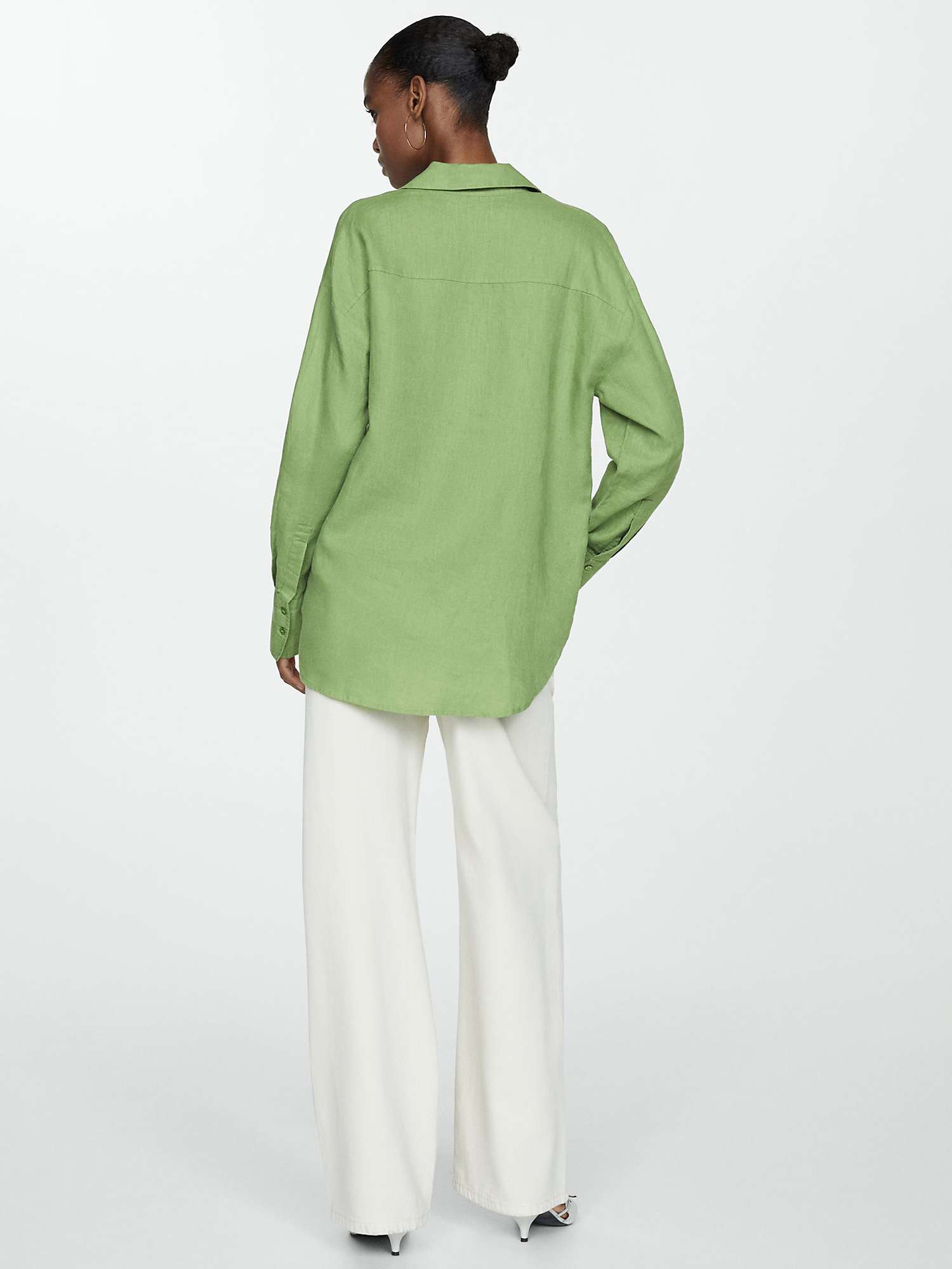 Buy Mango Samari Linen Shirt, Green Online at johnlewis.com