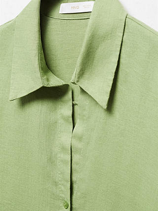 Mango Samari Linen Shirt, Green