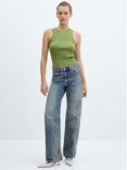 Mango Karl Ribbed Knit Vest Top, Green