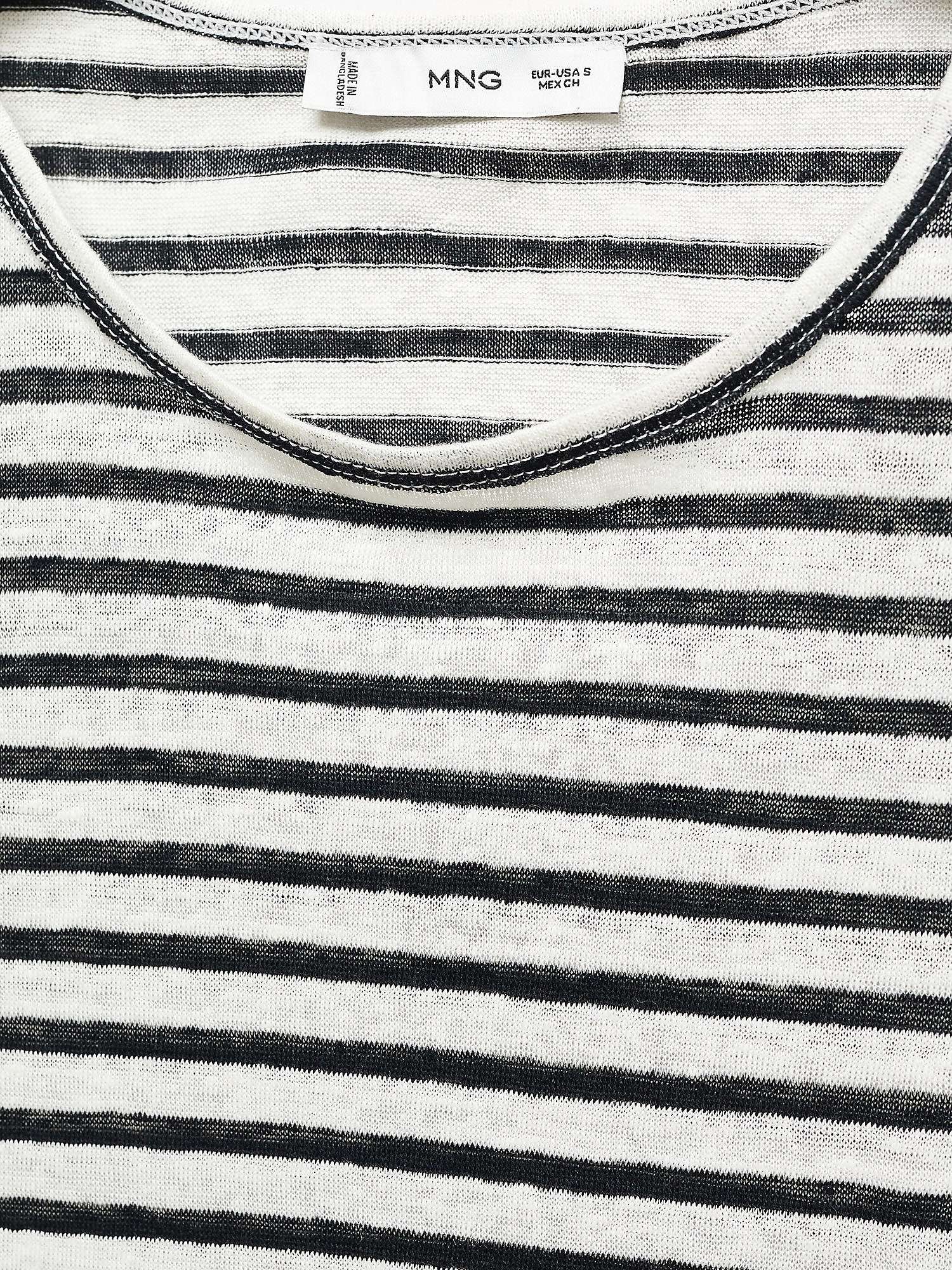 Buy Mango Linen Stripe T-Shirt, Black/White Online at johnlewis.com