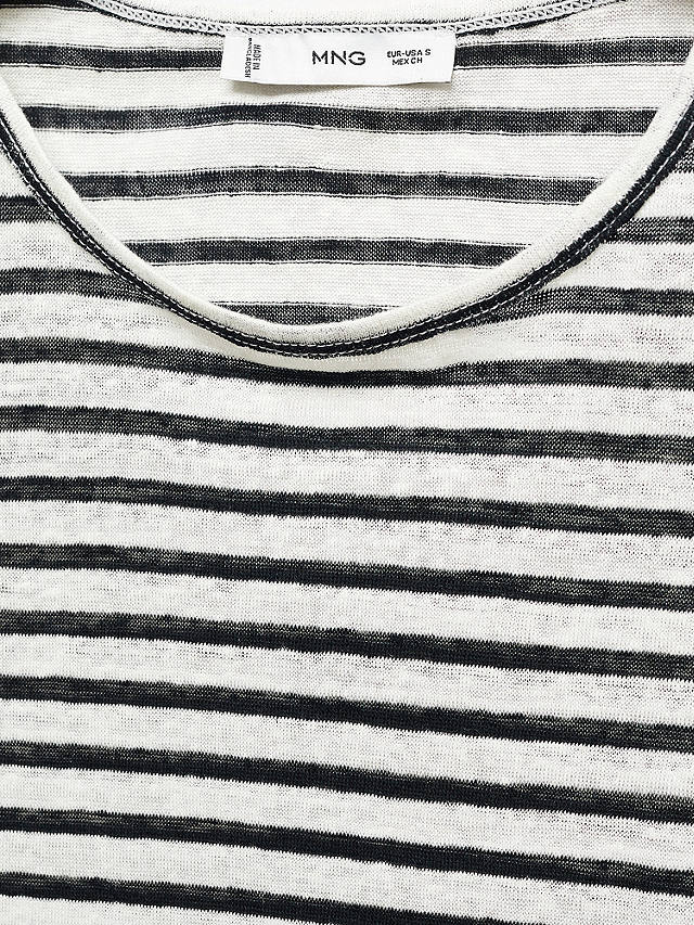 Mango Linen Stripe T-Shirt, Black/White
